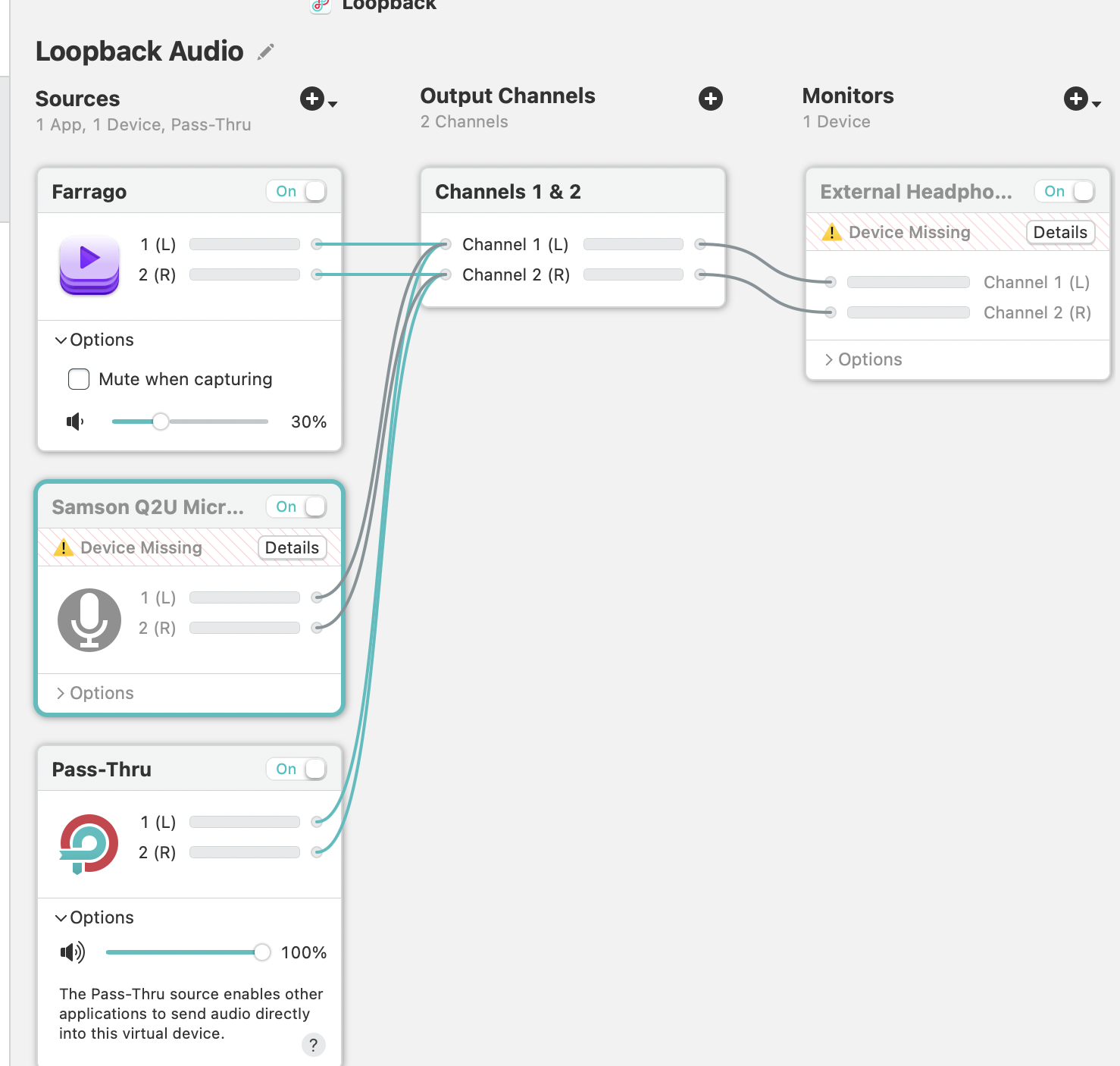 Loopback settings